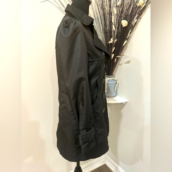 Miss London Size Small Button down Black lightweight trench jacket - Picture 9 of 13